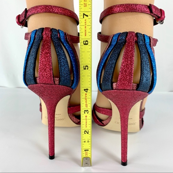 ❤️SoldJimmy Choo Travis 100 Raspberry Mix Glitter - Picture 7 of 8